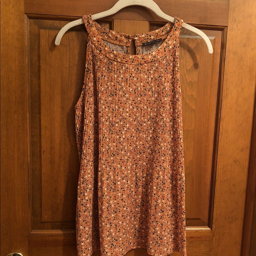 Adrianna Papell Light Brown Floral Halter Tank Top